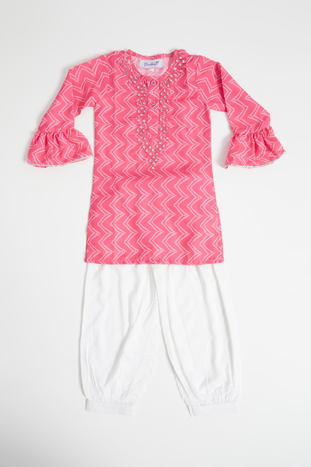 Pink Embroidered Kurta Set For Girls by Pankhuri by Priyanka - Kids at Pernia's Pop Up Shop