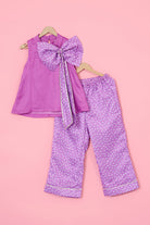 Purple Modal Satin Bandhani Printed Co-ord Set For Girls by Pankhuri by Priyanka - Kids at Pernia's Pop Up Shop