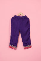 Purple Modal Satin Lace Embellished Kurta Set For Girls by Pankhuri by Priyanka - Kids at Pernia's Pop Up Shop