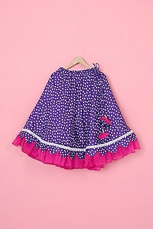 Purple Modal Satin Bandhani Printed Lehenga Set For Girls by Pankhuri by Priyanka - Kids at Pernia's Pop Up Shop