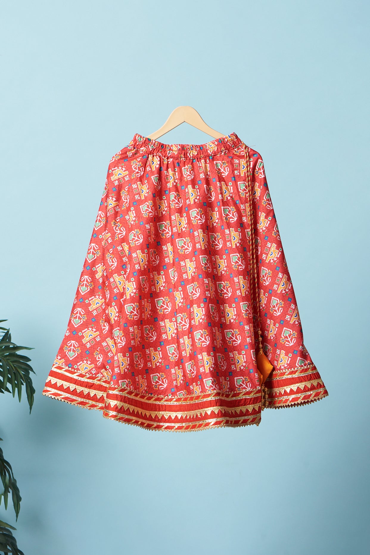 Red Printed Lehenga Set For Girls by Pankhuri by Priyanka - Kids at Pernia's Pop Up Shop