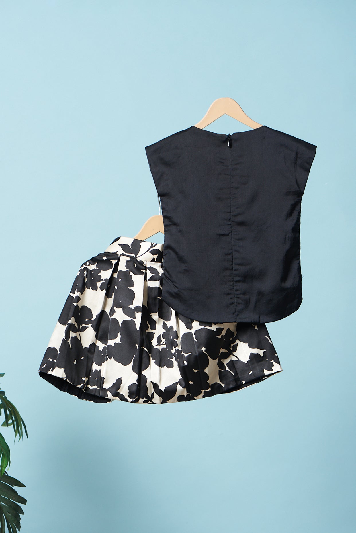 Black Printed Skirt Set For Girls by Pankhuri by Priyanka - Kids at Pernia's Pop Up Shop