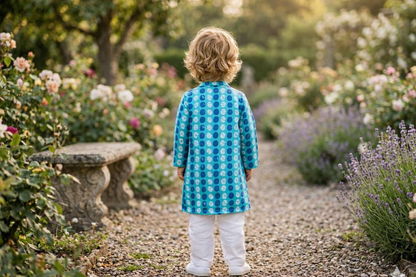 Blue Printed Cotton Kurta with Pajama