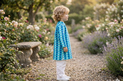 Blue Printed Cotton Kurta with Pajama