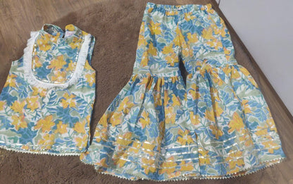 Blue Yellow Floral Garara set