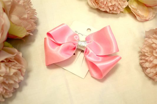 PINK SATIN BOW HAIR CLIP