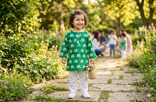 Green Printed Cotton Kurta with Pajama