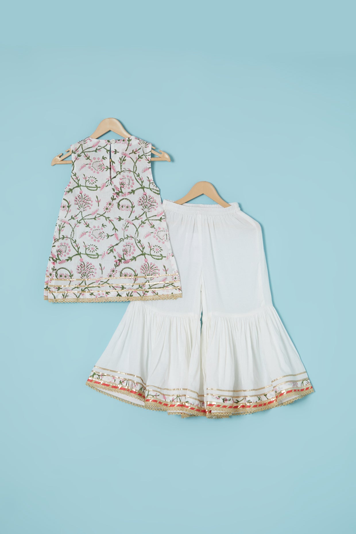 White Modal Silk Gharara Set For Girls by Pankhuri by Priyanka - Kids at Pernia's Pop Up Shop