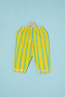 Lime Cotton Printed Peplum Kurta Set For Girls by Pankhuri by Priyanka - Kids at Pernia's Pop Up Shop