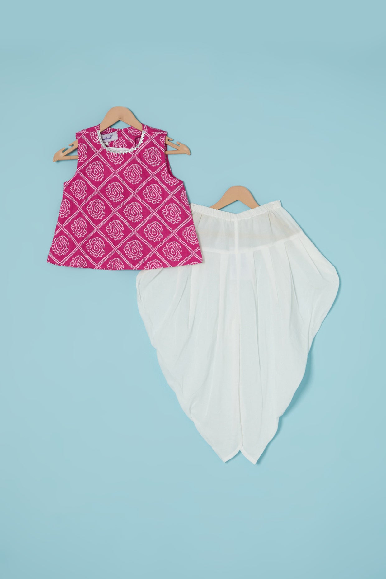 White Modal Silk Dhoti Set by Pankhuri by Priyanka - Kids at Pernia's Pop Up Shop