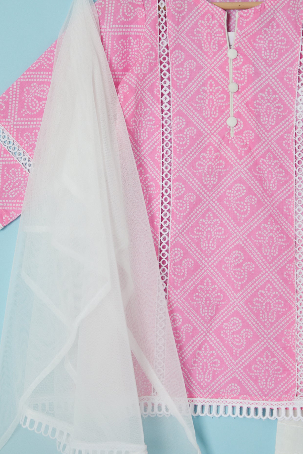 Pink Cotton Hand Block Printed Kurta Set For Girls by Pankhuri by Priyanka - Kids at Pernia's Pop Up Shop