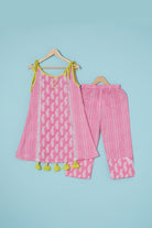 Pink Cotton Printed A-Line Kurta Set For Girls by Pankhuri by Priyanka - Kids at Pernia's Pop Up Shop