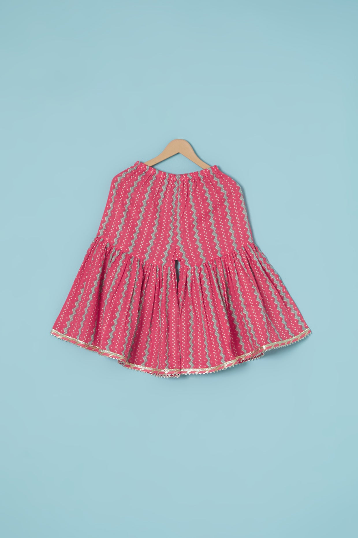 Red Cambric Cotton Printed Gharara Set For Girls by Pankhuri by Priyanka - Kids at Pernia's Pop Up Shop