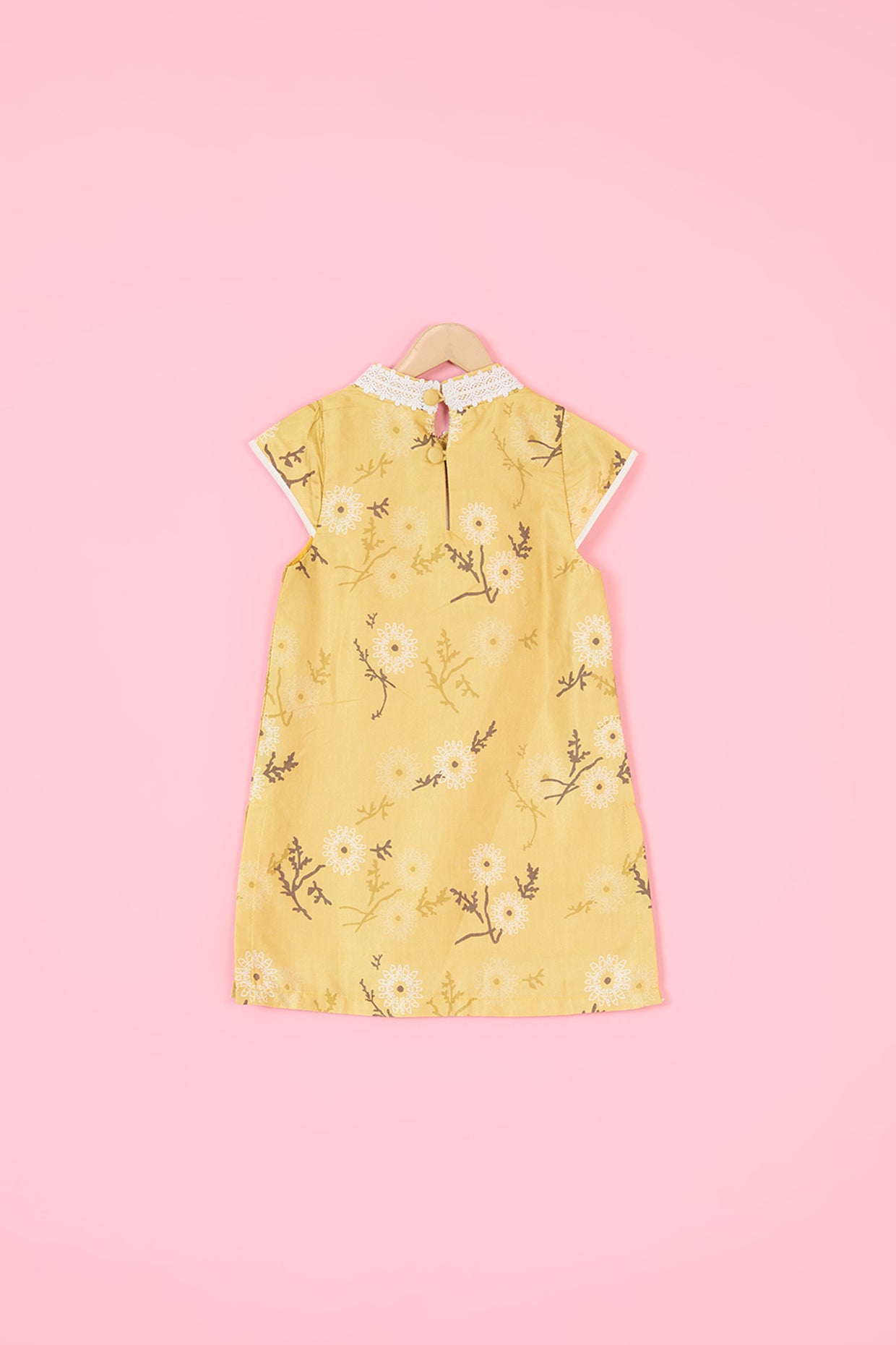 Yellow Glaze Cotton Floral Printed A-Line Dress For Girls by Pankhuri by Priyanka - Kids at Pernia's Pop Up Shop