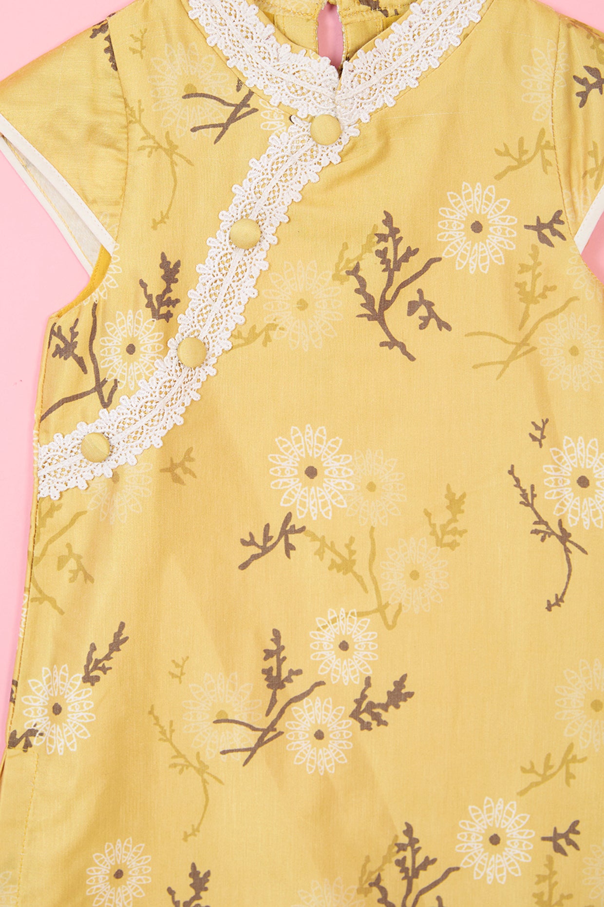 Yellow Glaze Cotton Floral Printed A-Line Dress For Girls by Pankhuri by Priyanka - Kids at Pernia's Pop Up Shop
