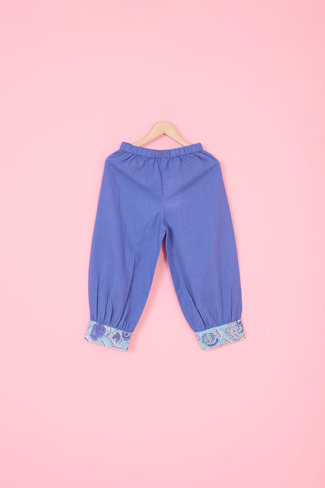 Cobalt Blue Cotton Block Printed Co-Ord For Girls by Pankhuri by Priyanka - Kids at Pernia's Pop Up Shop