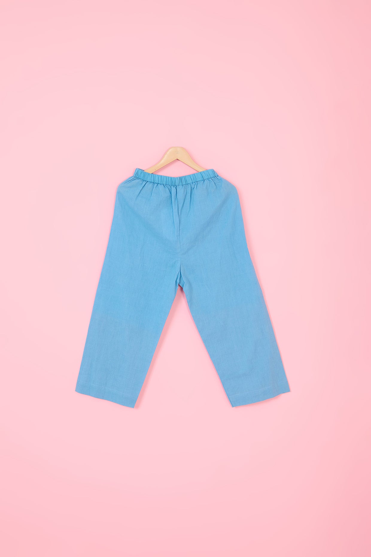 Powder Blue Pure Chanderi Hand Block Printed Kurta Set For Boys by Pankhuri by Priyanka - Kids at Pernia's Pop Up Shop