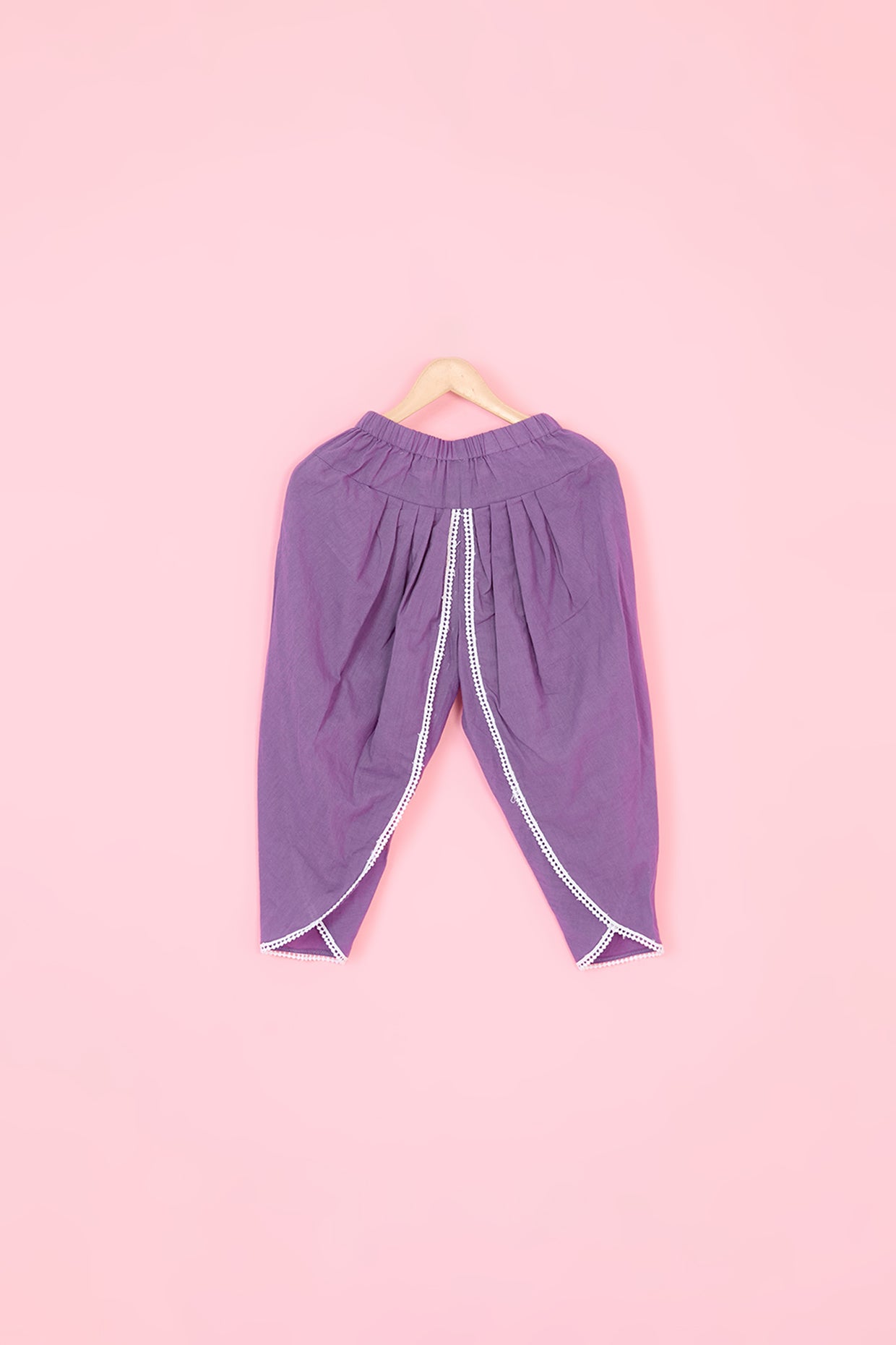 Purple Pure Chanderi Dhoti Pant Set For Girls by Pankhuri by Priyanka - Kids at Pernia's Pop Up Shop