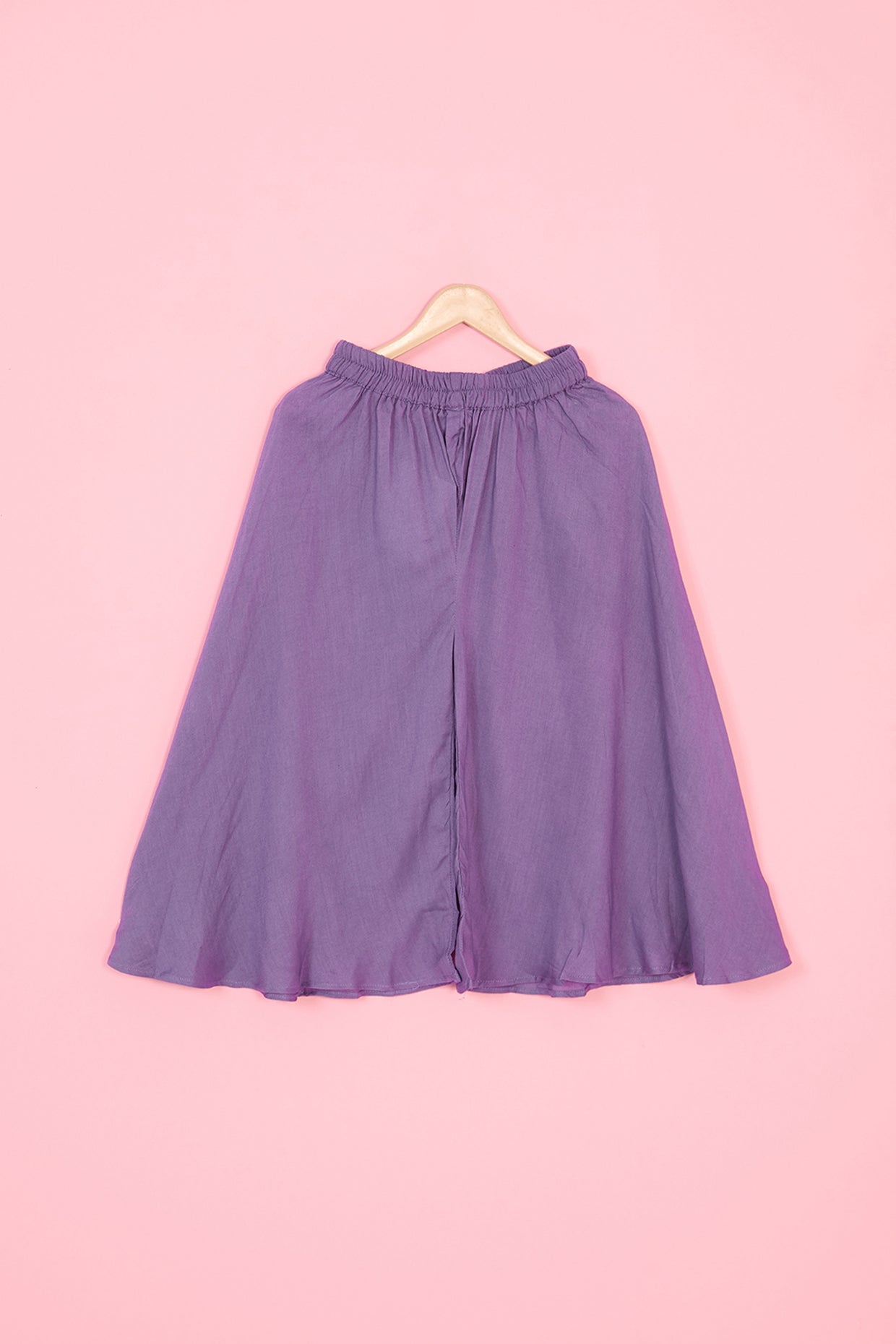 Purple Pure Chanderi Flared Palazzo Pant Set For Girls by Pankhuri by Priyanka - Kids at Pernia's Pop Up Shop