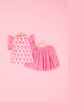 Pink Cotton Hand Block Printed Skirt Set For Girls by Pankhuri by Priyanka - Kids at Pernia's Pop Up Shop