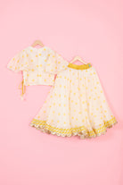 Off-White Pure Chanderi Polka Dot Printed Lehenga Set For Girls by Pankhuri by Priyanka - Kids at Pernia's Pop Up Shop