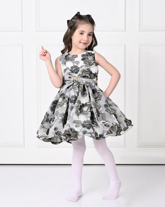 Camellia Pony Floral Printed Dress Off White