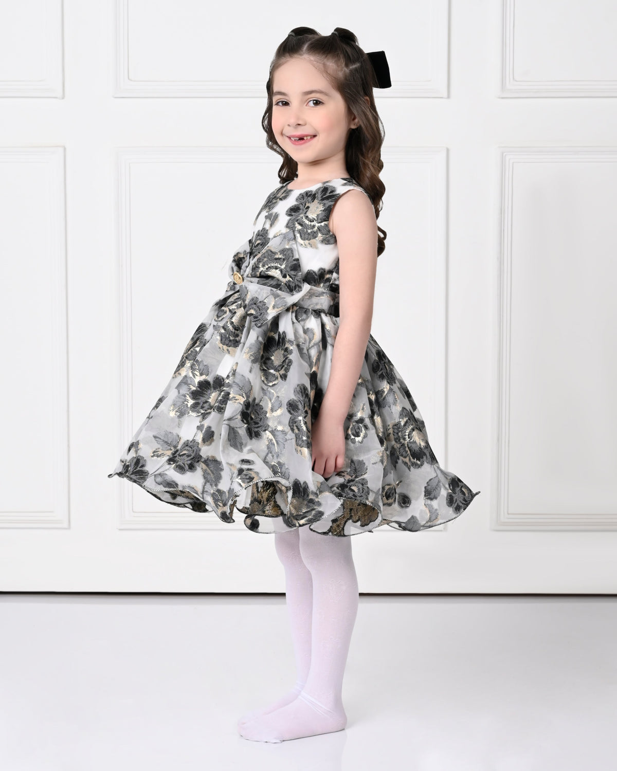 Camellia Pony Floral Printed Dress Off White