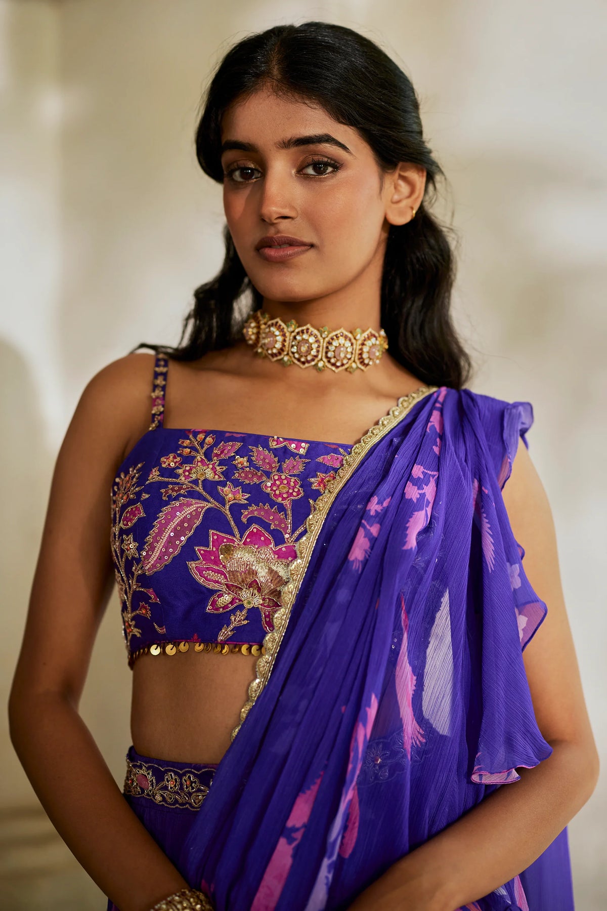 OPAL SAREE SET – GRAPE