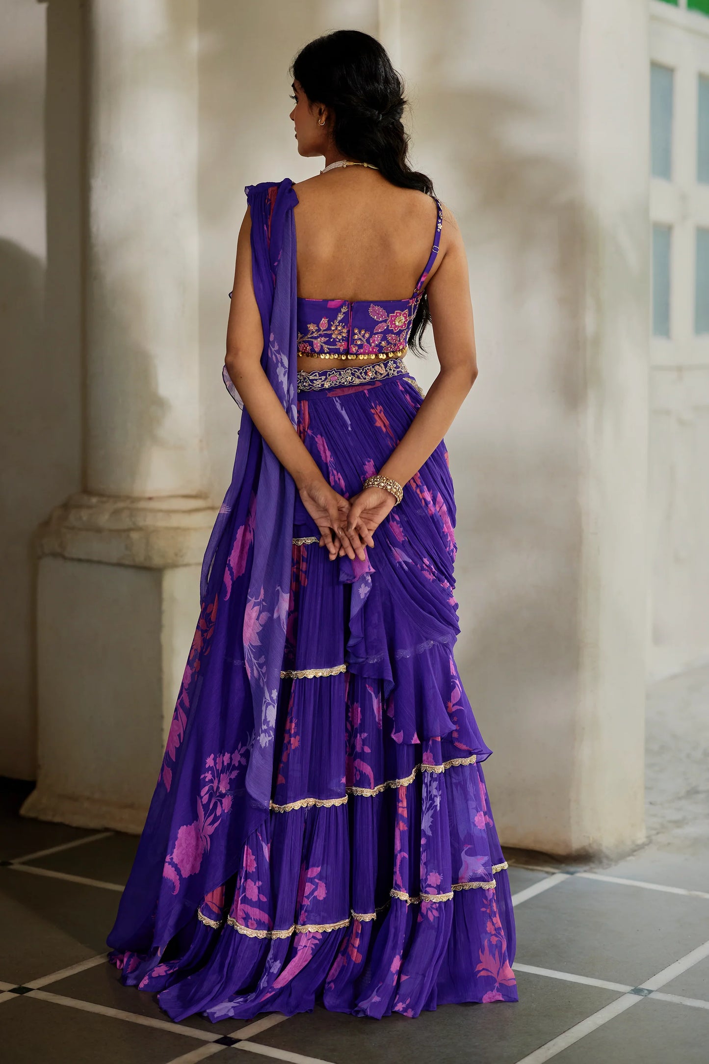 OPAL SAREE SET – GRAPE