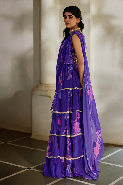 OPAL SAREE SET – GRAPE