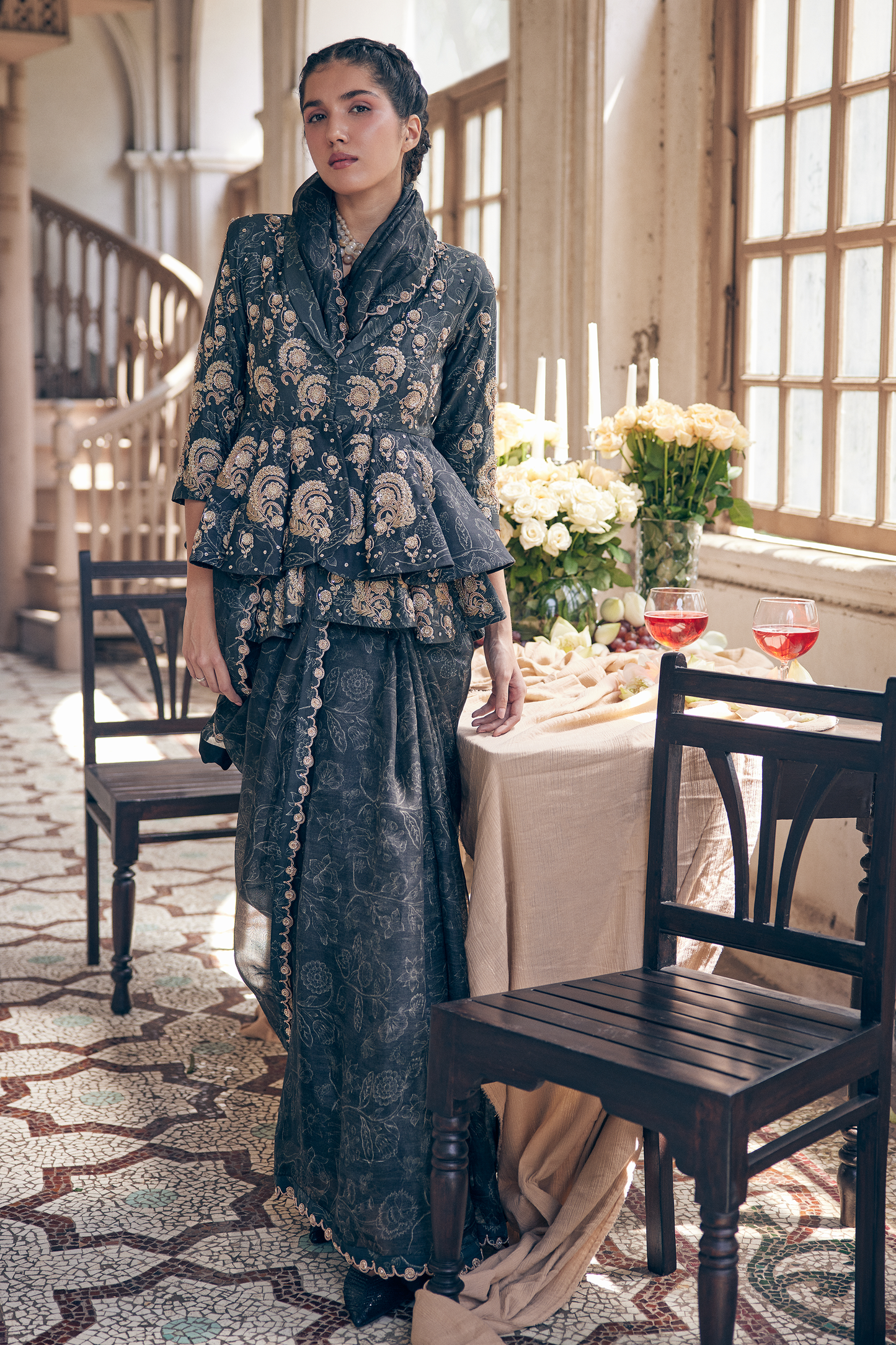 FAYE SAREE JACKET SET