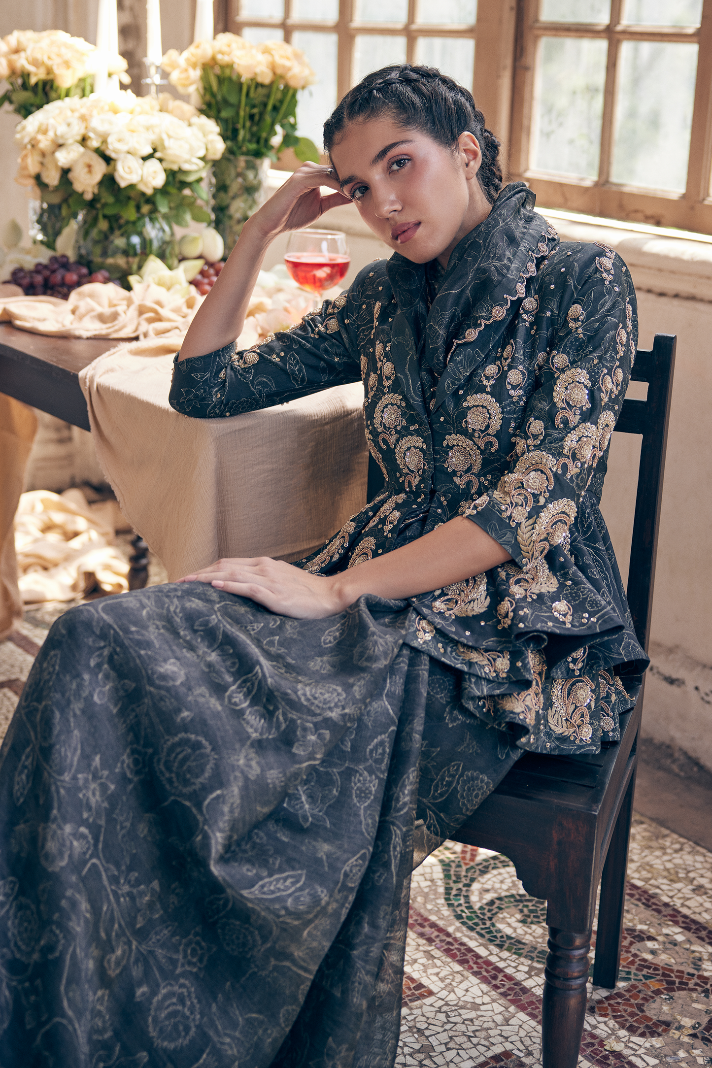 FAYE SAREE JACKET SET