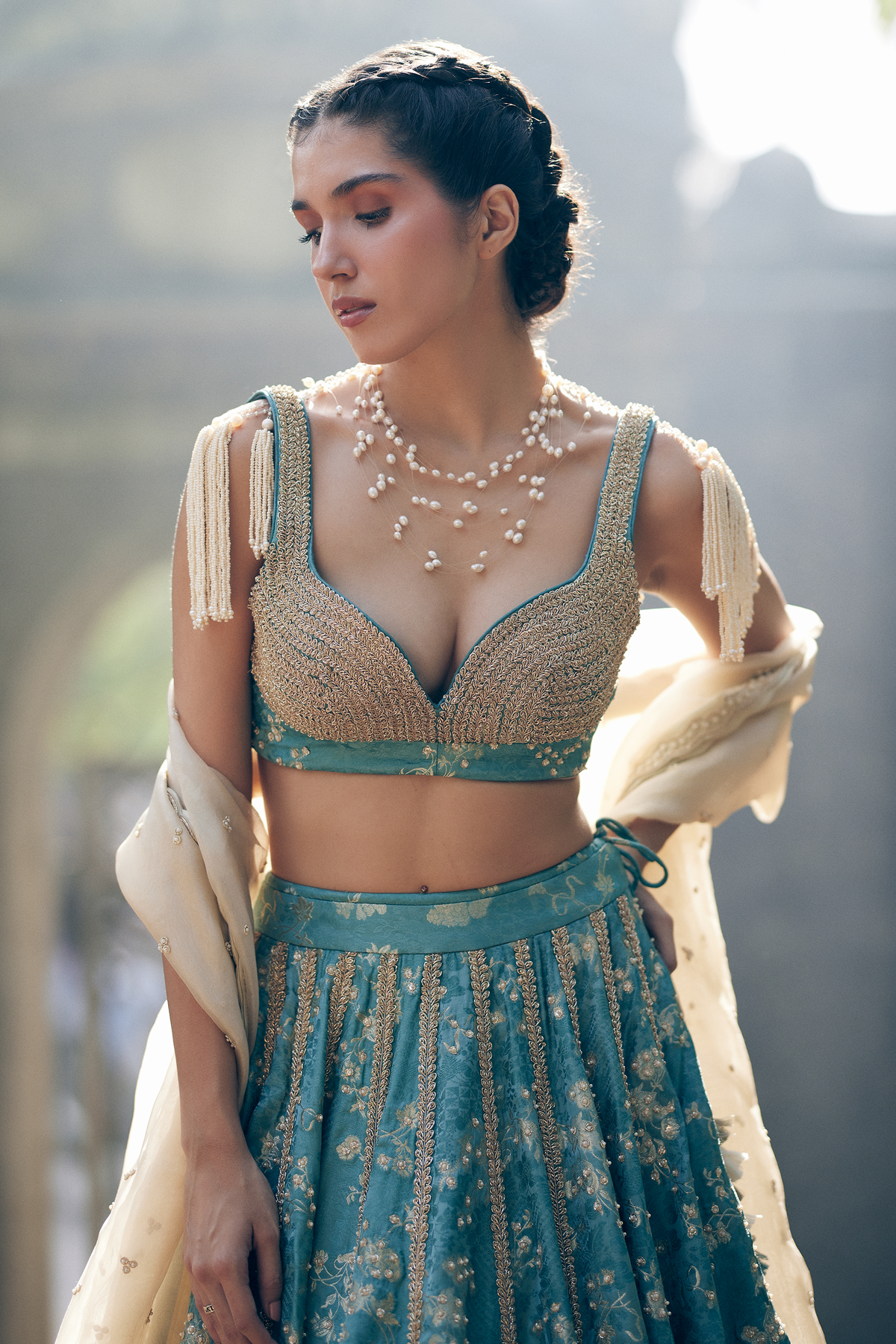 ADELE LEHENGA SET – ICE BLUE