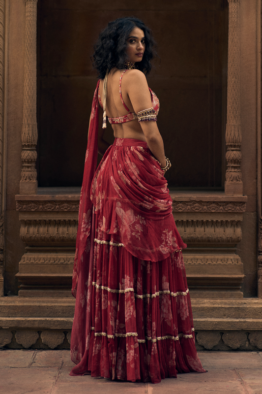 OPAL SAREE SET – RED