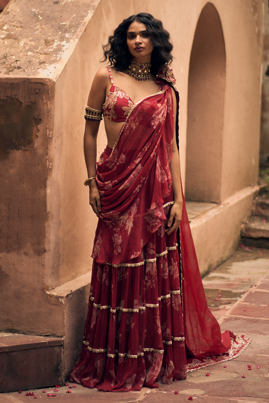 OPAL SAREE SET – RED