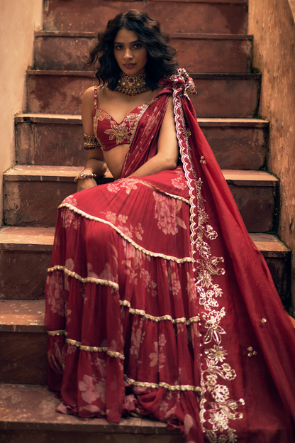 OPAL SAREE SET – RED