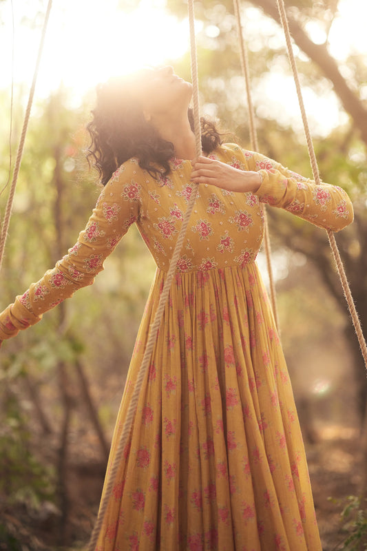 HARLOW ANARKALI SET – YELLOW