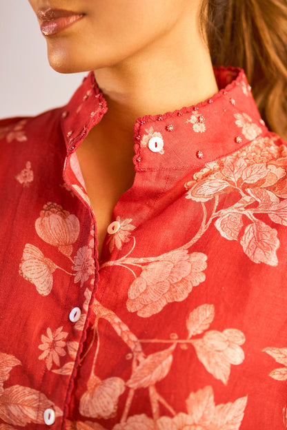 THEODORA KURTA SET – CRIMSON