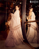 NIMRAT KAUR In Pink (ash) Georgette Frill Saree Set