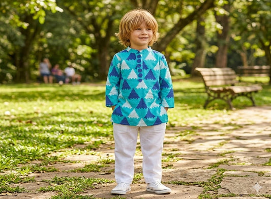 Aqua Triangle Print Set