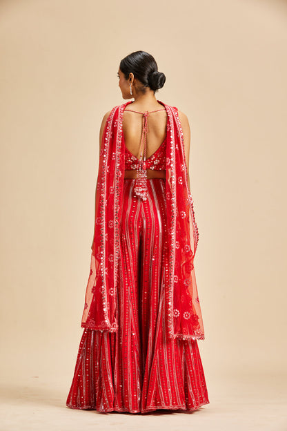 Red Sharara Set