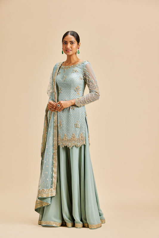 Dusty Blue Sharara Set