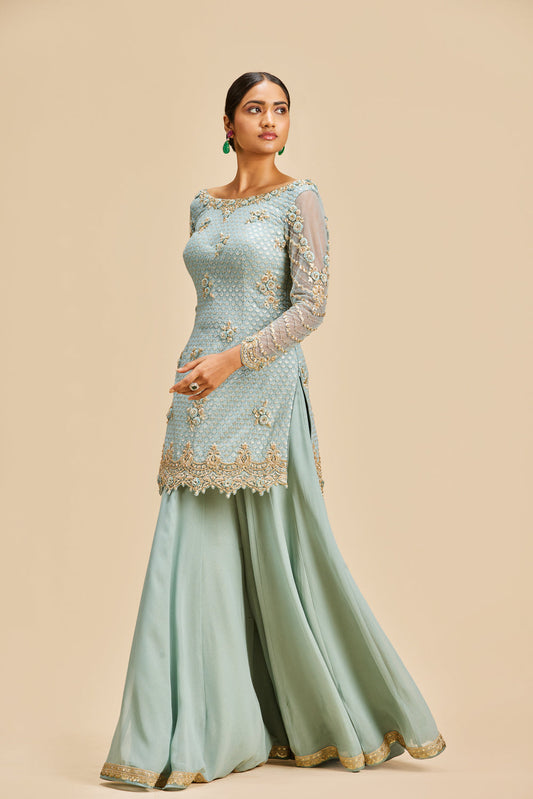 Dusty Blue Sharara Set