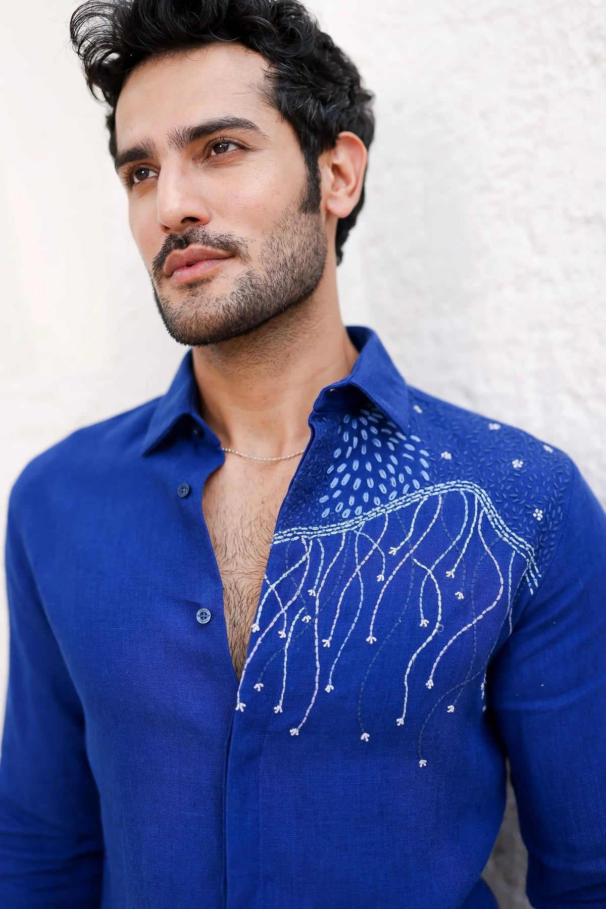 Purchase Trendy Ultramarine Blue Embroidered Shirt