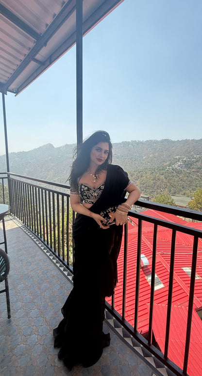Lasha Ruffle Saree Set