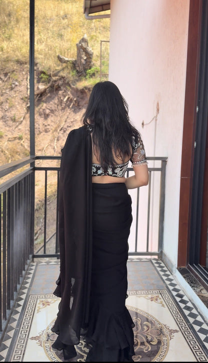 Lasha Ruffle Saree Set