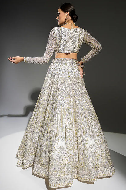 Ivory Net Sequins Embroidered Lehenga Set