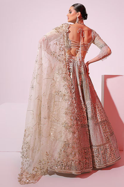 Ivory Raw Silk Sequins & Pearl Embroidered Lehenga Set