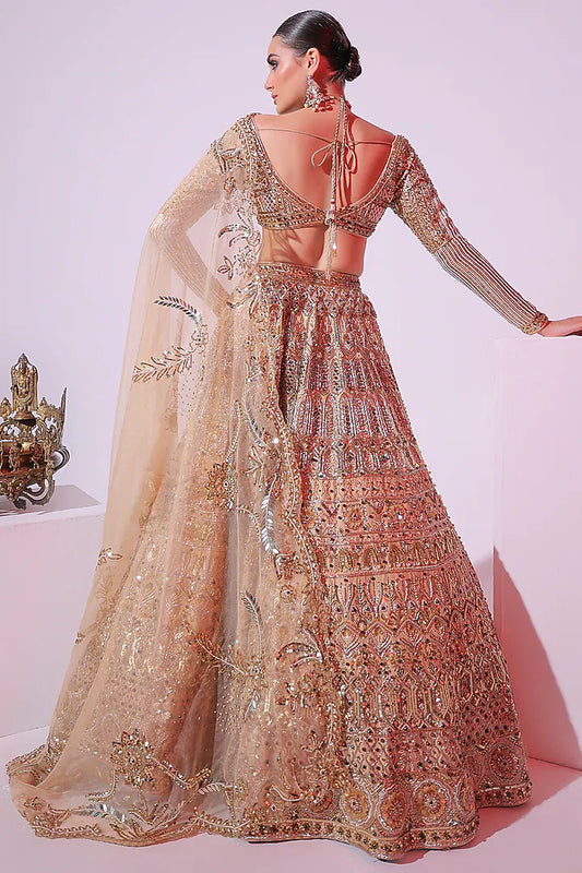 Gold Raw Silk Sequins Embroidered Lehenga Set