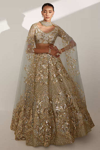 Ice blue embroidered lehenga set